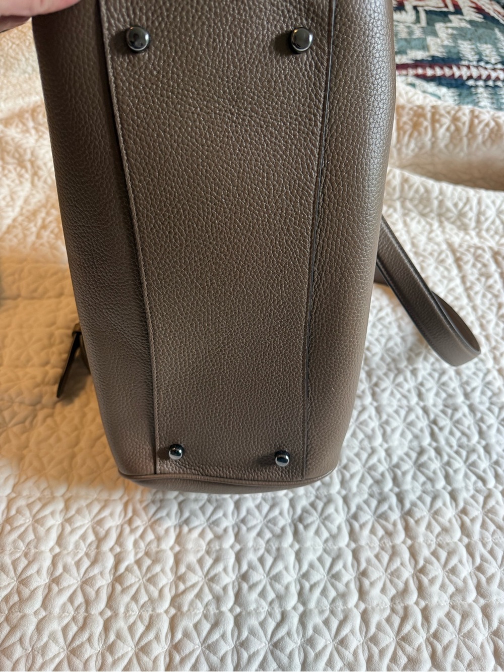 Coach Pebbled Leather Satchel in Taupe Brown - Picture 5 of 8
